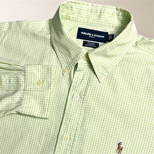 Ralph Lauren Tilden Golf L Green White Plaid Button Down Pony Long Sleeve Shirt